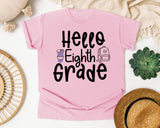 Hello Eighth Grade graphic tee in Blossom
