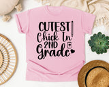 Cutest Chick In 2nd Grade Notebook graphic tee in Blossom