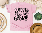 Cutest Chick In 2nd Grade Apple graphic tee in Blossom