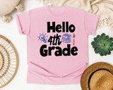 Hello 4th Grade Backpack graphic tee in Blossom