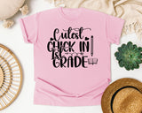 Cutest Chick In 1st Grade graphic tee in Blossom