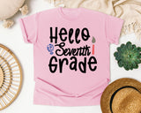 Hello Seventh Grade graphic tee in Blossom