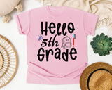 Hello 5th Grade Backpack Bulb graphic tee in Blossom
