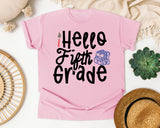 Hello Fifth Grade Backpack graphic tee in Blossom