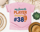 My Favorite Player Wears Number 38 graphic tee in Blossom