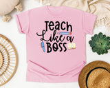 Teach Like A Boss graphic tee in Blossom