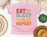 Eat Sleep Football Repeat Heart graphic tee in Blossom