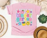 Kindergarten Crayons Smiley graphic tee in Blossom