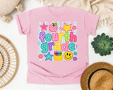 Fourth Grade Crayons Smiley graphic tee in Blossom