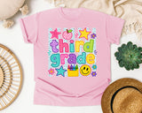 Third Grade Crayons Smiley graphic tee in Blossom