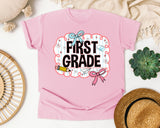 First Grade Scallop Bow graphic tee in Blossom