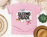 Second Grade Scallop Bow graphic tee in Blossom