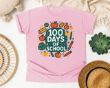 100 Days Of School Supplies Circle graphic tee in Blossom