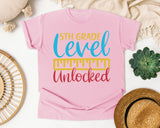 5th Grade Level Unlocked graphic tee in Blossom
