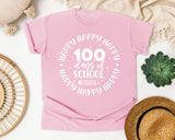 Happy Happy Happy 100 Days Of School White graphic tee in Blossom