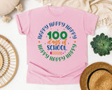 Happy Happy Happy 100 Days Of School Grey 2 graphic tee in Blossom