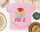 Roaring Into Pre-K Red graphic tee in Blossom
