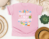 First Day Equals New Adventures Light Print Graphic Tee graphic tee in Blossom