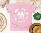 100 Days Smarter Kinder Braver Stronger White 2 graphic tee in Blossom