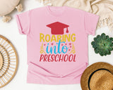 Roaring Into Preschool White 2 3 graphic tee in Blossom