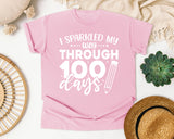 I Sparkled My Way Through 100 Days White 2 graphic tee in Blossom