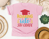 Roaring Into 5th Grade White 2 3 graphic tee in Blossom