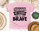 Land Of The Free Because My Daddy Is Brave White graphic tee in Blossom