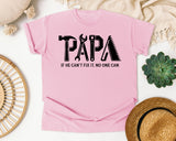 Papa If He Can't Fix It No One Can Black graphic tee in Blossom