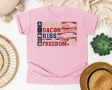 Brisket Bacon Ribs And Freedom Grey 2 graphic tee in Blossom