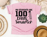 My Students Are 100 Days Smarter White graphic tee in Blossom