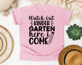 Watch Out Kindergarten Here I Come White graphic tee in Blossom