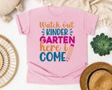 Watch Out Kindergarten Here I Come Red graphic tee in Blossom