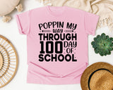 Poppin My Way Through 100 Days Of School White graphic tee in Blossom