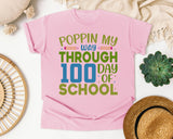 Poppin My Way Through 100 Days Of School Grey graphic tee in Blossom