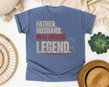 Father Husband Meat Smoker Legend Pink graphic tee in Blue Jean