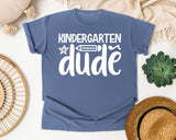 Kindergarten Dude White 2 graphic tee in Blue Jean