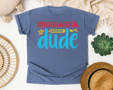 Kindergarten Dude White 2 3 graphic tee in Blue Jean
