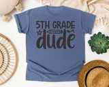 5th Grade Dude White graphic tee in Blue Jean