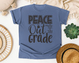 Peace Out 5th Grade Grey graphic tee in Blue Jean