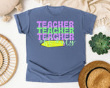 Teacher Teacher Teacher graphic tee in Blue Jean
