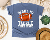 Ready To Tackle Third Grade White graphic tee in Blue Jean