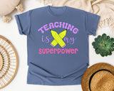 Teaching Is My Superpower graphic tee in Blue Jean