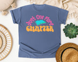 Just One More Chapter graphic tee in Blue Jean