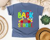 Welcome Back To School graphic tee in Blue Jean