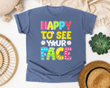 Happy To See Your Face graphic tee in Blue Jean