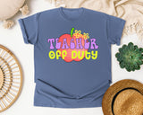 Teacher Off Duty Apple graphic tee in Blue Jean