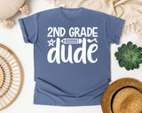 2nd Grade Dude White 2 graphic tee in Blue Jean