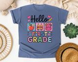 Hello First Grade Graphic Tee graphic tee in Blue Jean