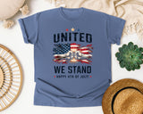 United We Stand Happy 4th Of July Grey 2 graphic tee in Blue Jean