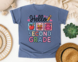 Hello Second Grade Graphic Tee graphic tee in Blue Jean